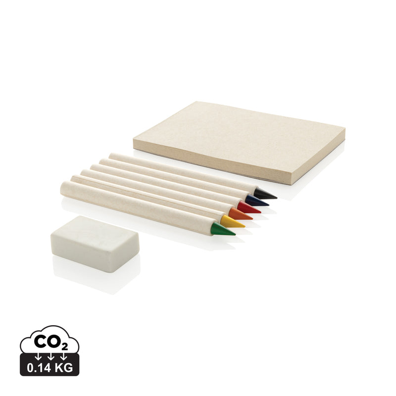 Load image into Gallery viewer, XD Collection Micki GRS infinity 6-piece coloring pencil set with notepad, featuring vibrant colored pencils and a compact notepad.