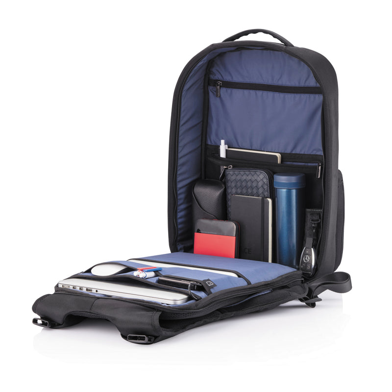 Load image into Gallery viewer, XD Design Flex Gym bag in black with multiple compartments, suitable for sports, travel, and everyday use.
