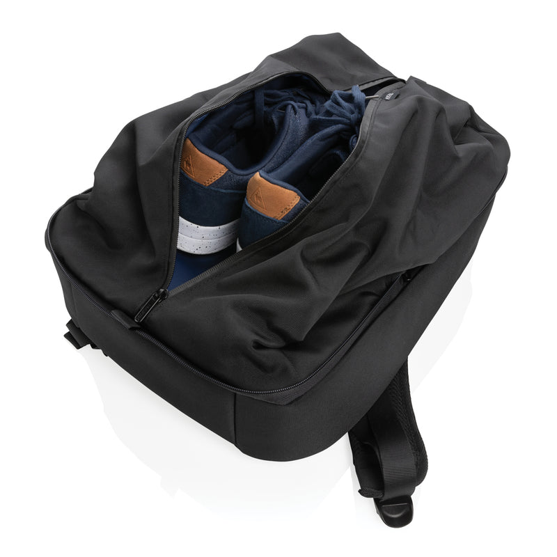 Load image into Gallery viewer, XD Design Flex Gym bag in black with adjustable shoulder strap and multiple compartments for travel and gym use.