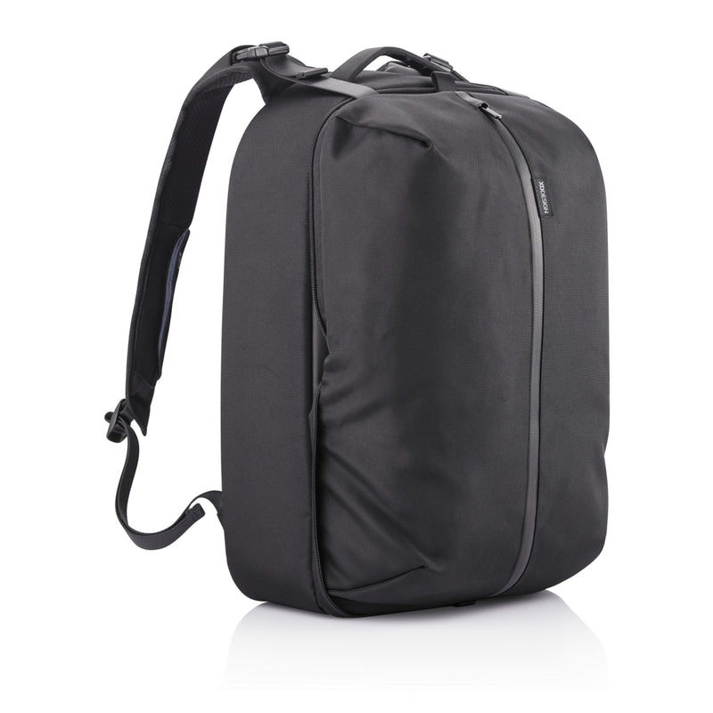 Load image into Gallery viewer, XD Design Flex Gym bag in black with adjustable shoulder strap, featuring multiple compartments for travel and sports gear.