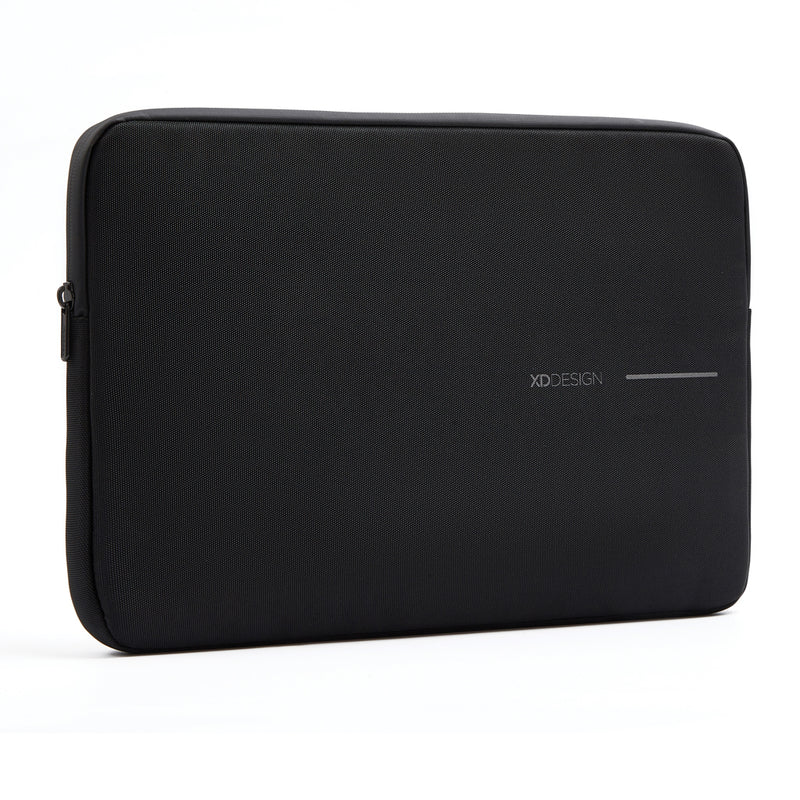 Load image into Gallery viewer, XD Design 14-inch laptop sleeve in sleek black fabric, designed for protection and stylish travel accessory.