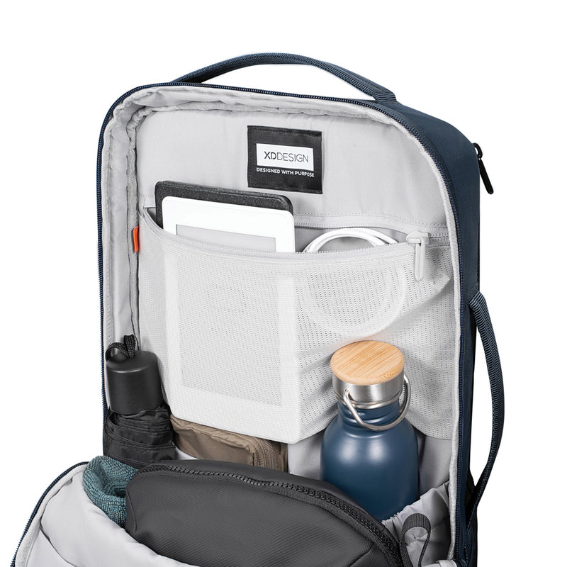 Load image into Gallery viewer, XD Design Bobby Air backpack in black with multiple compartments, padded shoulder straps, and sleek travel bag design.