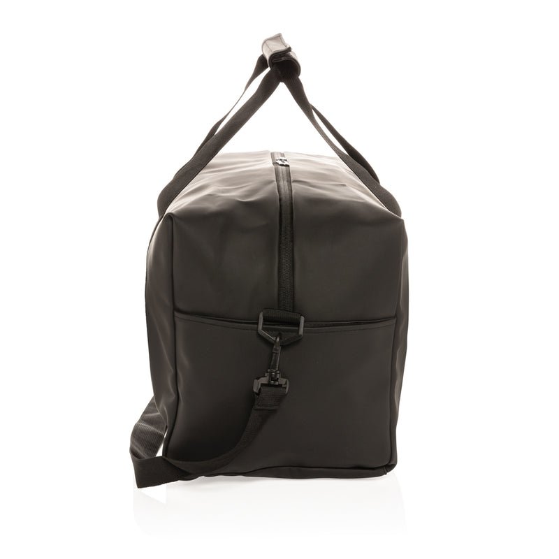 Load image into Gallery viewer, Smooth PU weekend duffle bag from XD Collection, showing the stylish black travel bag with handles and zipper closure.