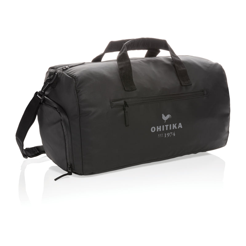 Load image into Gallery viewer, Black PVC-free weekend bag from XD Collection, stylish and spacious travel bag with sturdy handles and sleek design.