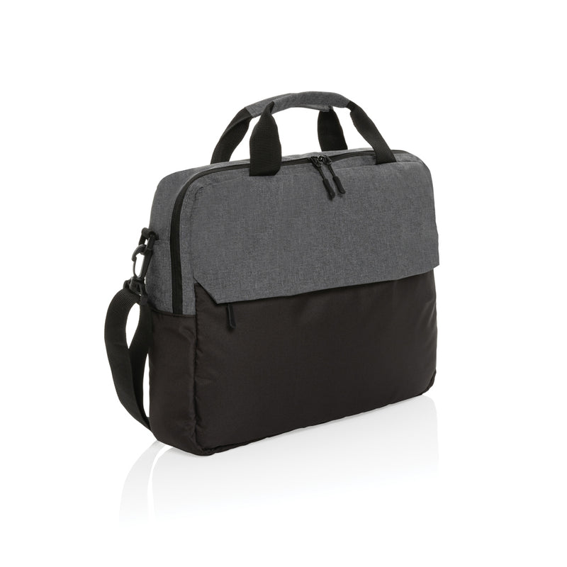 Load image into Gallery viewer, 15.6 inch laptop bag from XD Collection, black nylon with padded shoulder strap and multiple compartments for travel and work.