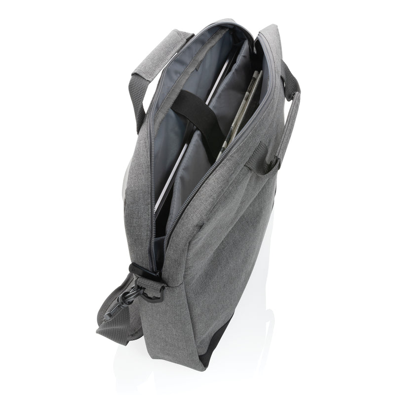 Load image into Gallery viewer, Black Trend 15-inch laptop bag from XD Collection with padded shoulder strap and multiple compartments for travel and work.