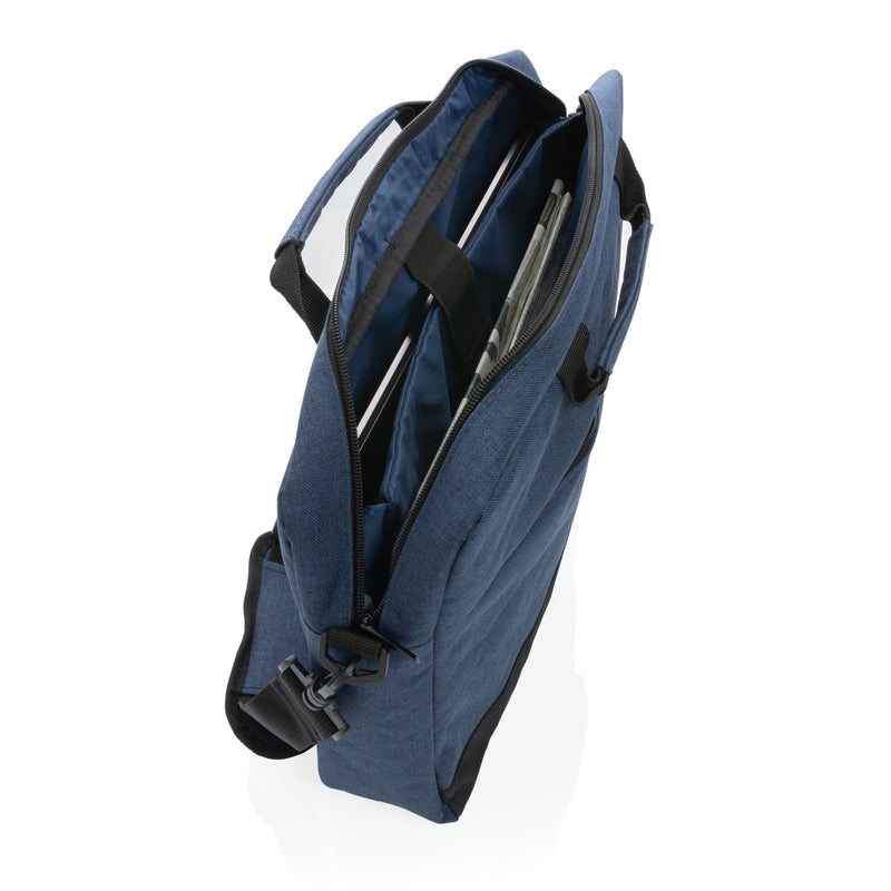 Load image into Gallery viewer, XD Collection Trend 15-inch laptop bag in black with adjustable shoulder strap and multiple compartments, designed for stylish travel.