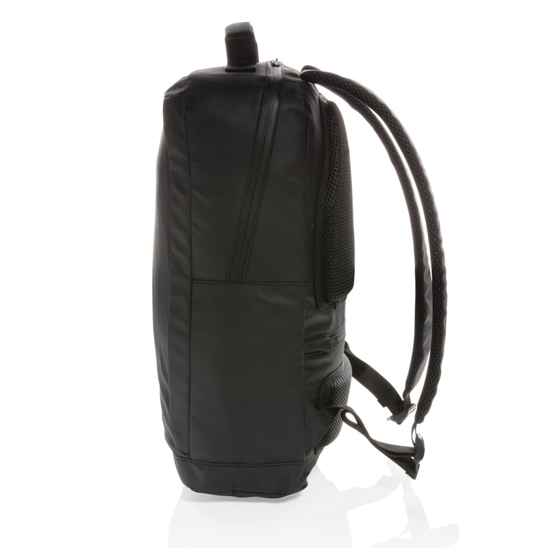 Load image into Gallery viewer, Black 15.6-inch laptop backpack by XD Collection, PVC-free fashion bag with multiple compartments and padded shoulder straps.