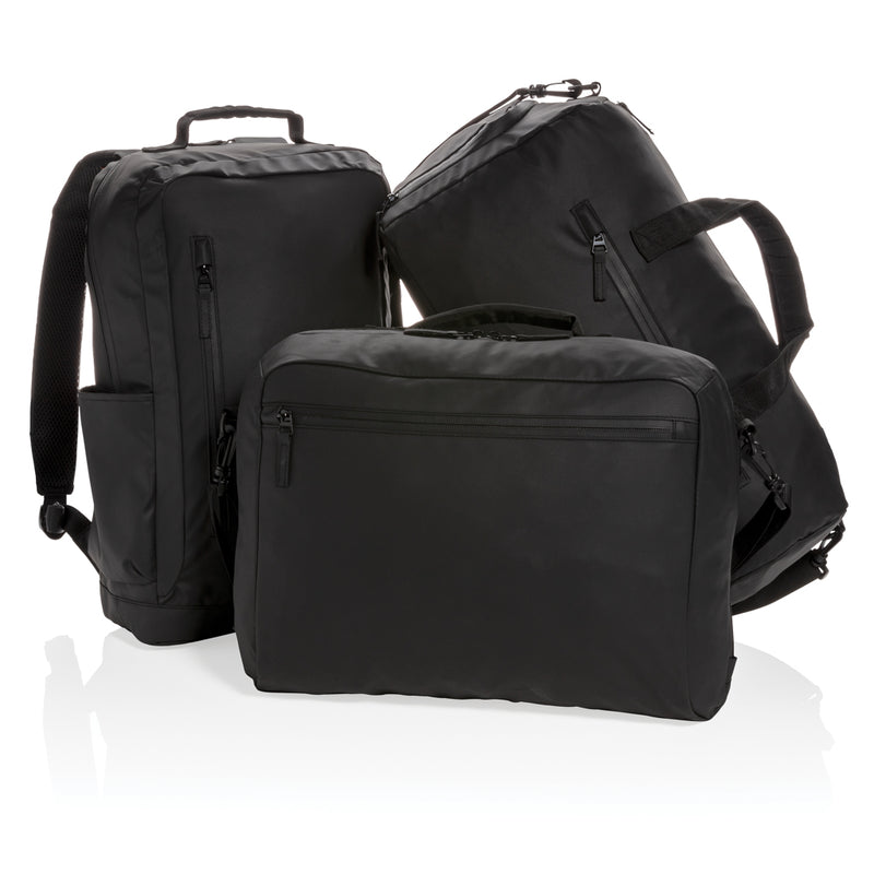 Load image into Gallery viewer, Black 15.6-inch laptop backpack by XD Collection, PVC-free fashion bag with multiple compartments and padded straps.