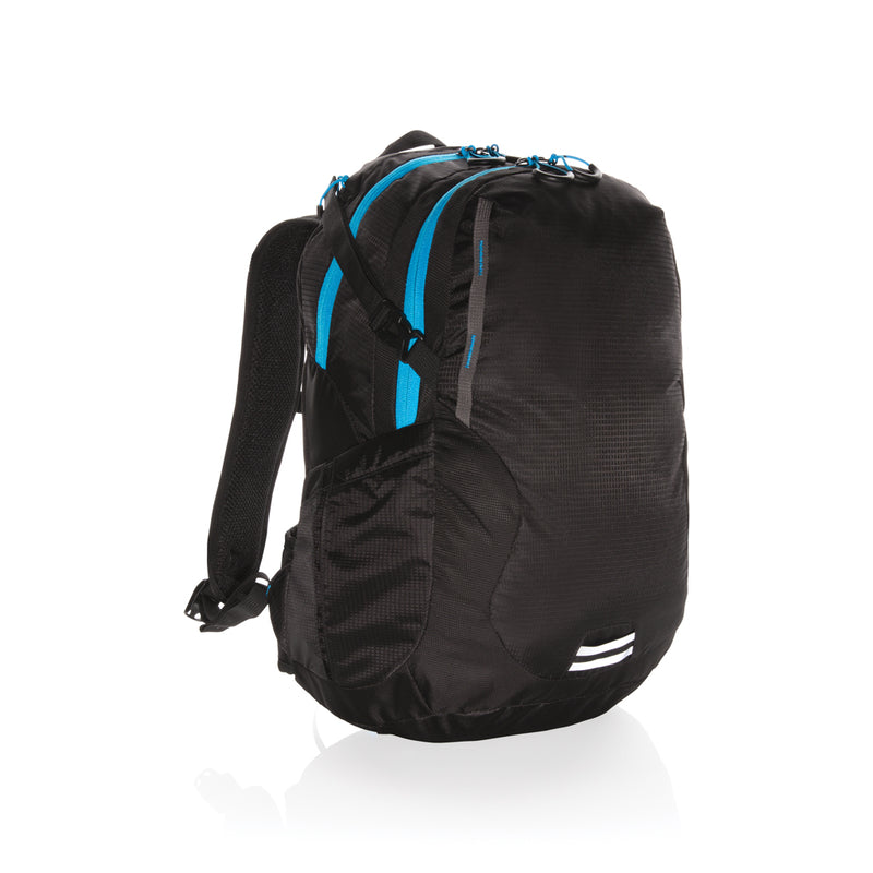 Load image into Gallery viewer, XD Collection Explorer ripstop medium hiking backpack 26L made of PVC-free durable fabric, shown with multiple compartments and adjustable straps.