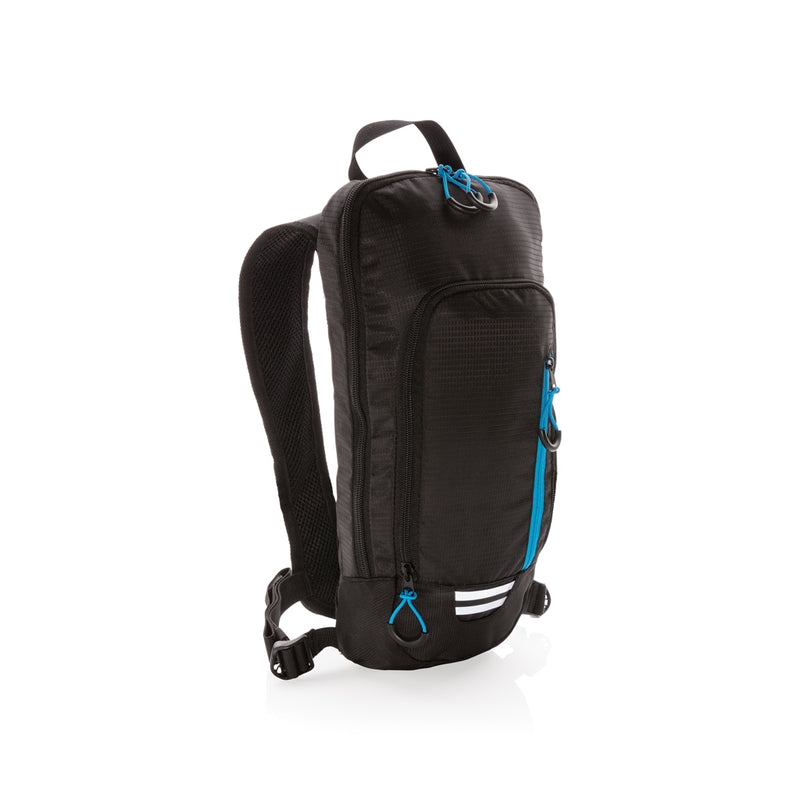Load image into Gallery viewer, XD Collection Explorer ripstop small hiking backpack in 7L with PVC-free fabric, shown in black with adjustable straps and front pocket.
