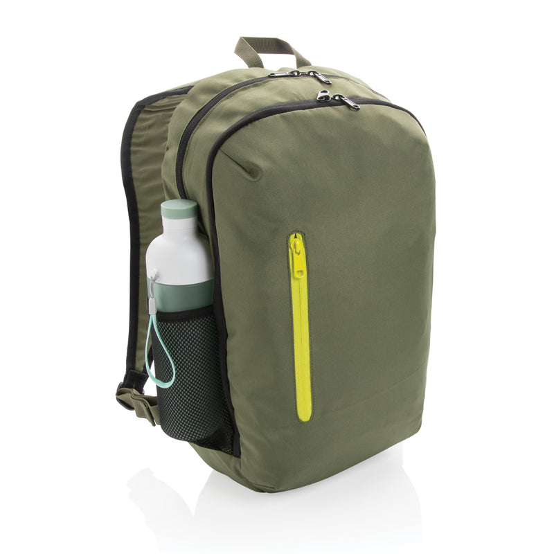 Load image into Gallery viewer, Casual 300D RPET backpack from XD Collection with adjustable straps and multiple compartments, eco-friendly travel bag.