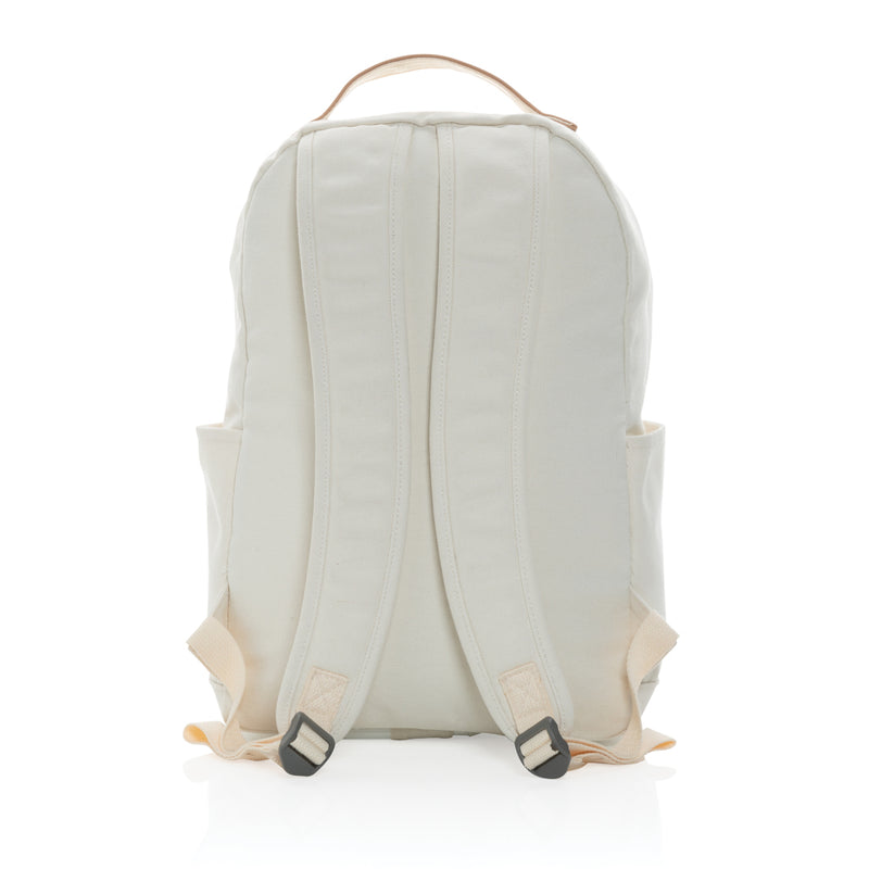 Load image into Gallery viewer, 16 oz recycled canvas backpack from XD Collection, showing adjustable straps and spacious main compartment.
