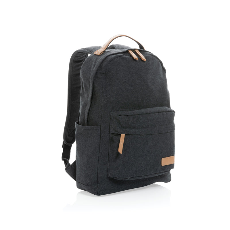 Load image into Gallery viewer, 16 oz recycled canvas backpack from XD Collection, stylish bags for travel and daily use, with adjustable straps and front pocket.