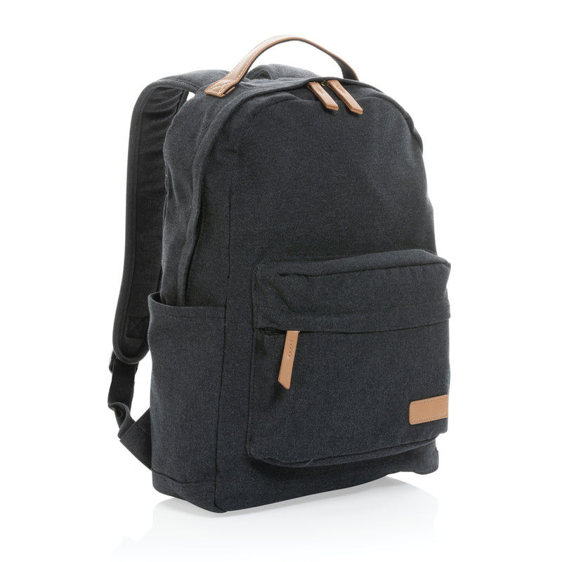 Load image into Gallery viewer, 16 oz recycled canvas backpack by XD Collection, showcasing durable green material with adjustable straps and multiple compartments.