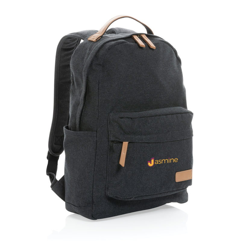 Load image into Gallery viewer, 16 oz recycled canvas backpack by XD Collection, showing front view with adjustable straps and spacious main compartment.