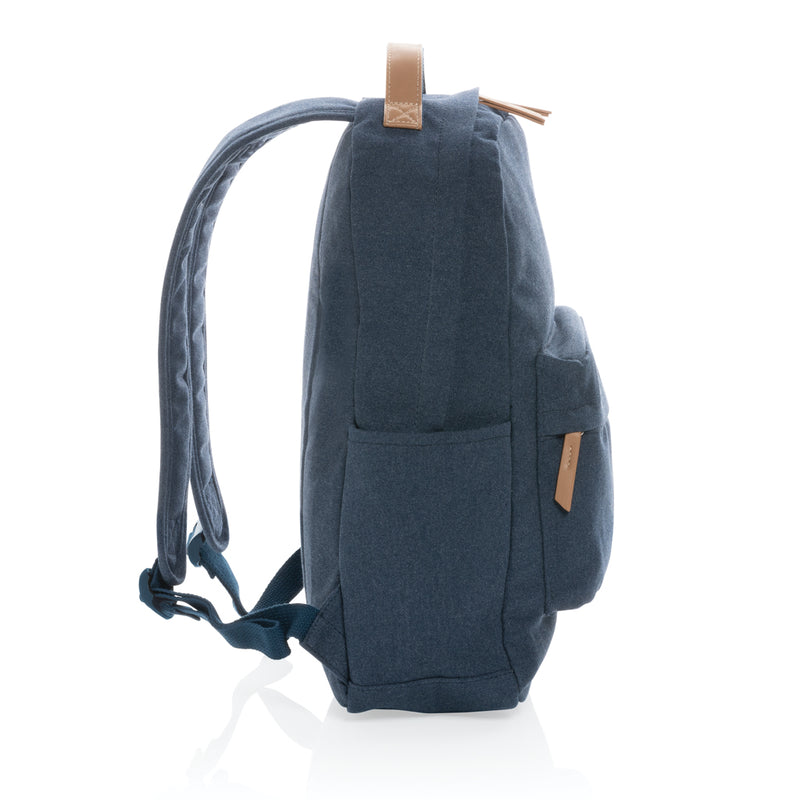 Load image into Gallery viewer, 16 oz recycled canvas backpack from XD Collection, showing adjustable straps and spacious main compartment.