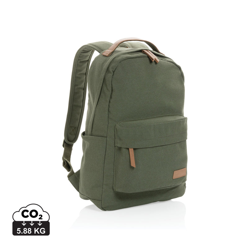 Load image into Gallery viewer, 16 oz recycled canvas backpack from XD Collection, showing durable, eco-friendly bag with adjustable straps and spacious interior.