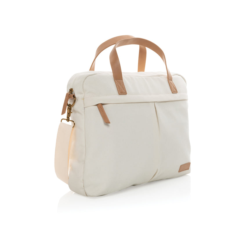 Load image into Gallery viewer, Recycled canvas laptop bag by XD Collection, 16 oz. size, with a sleek design and sturdy handles for everyday use.