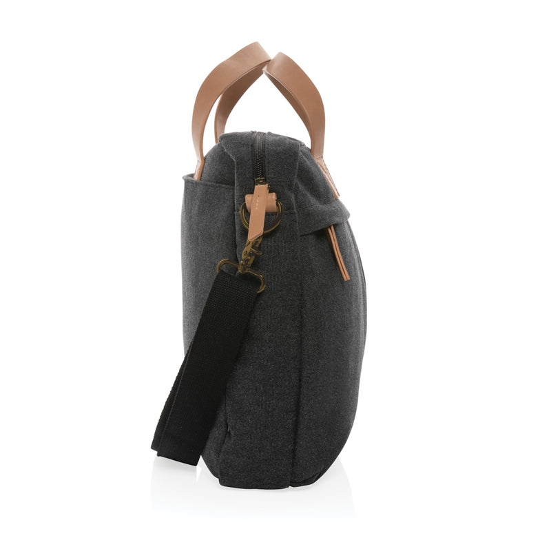 Load image into Gallery viewer, Recycled canvas laptop bag from XD Collection, 16 oz. durable bag with handle, eco-friendly design for travel and daily use.