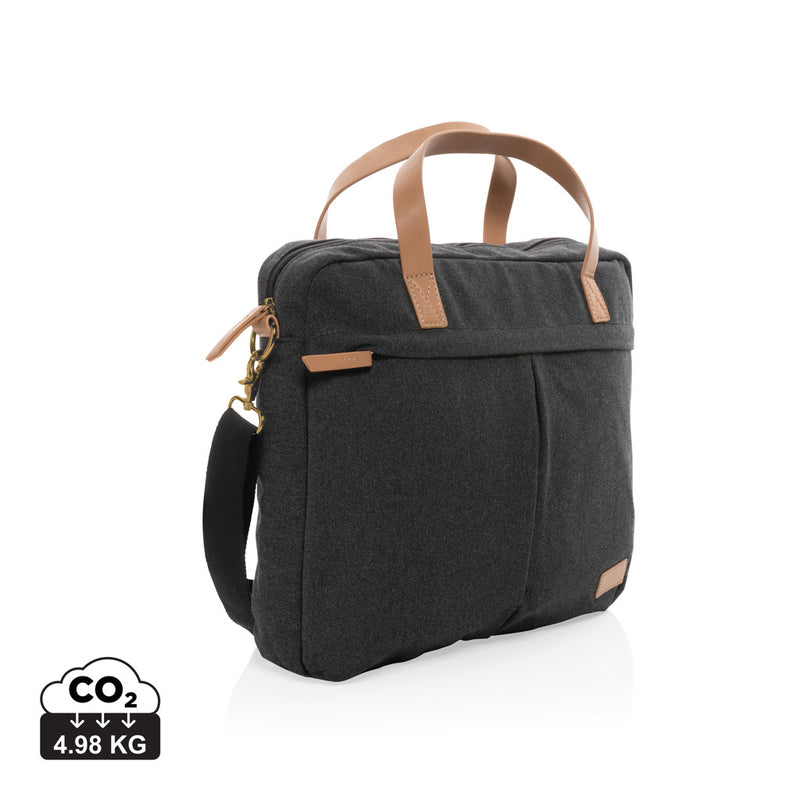 Load image into Gallery viewer, Recycled canvas laptop bag from XD Collection, 16 oz. durable bag with handles and zip closure for everyday travel and work.