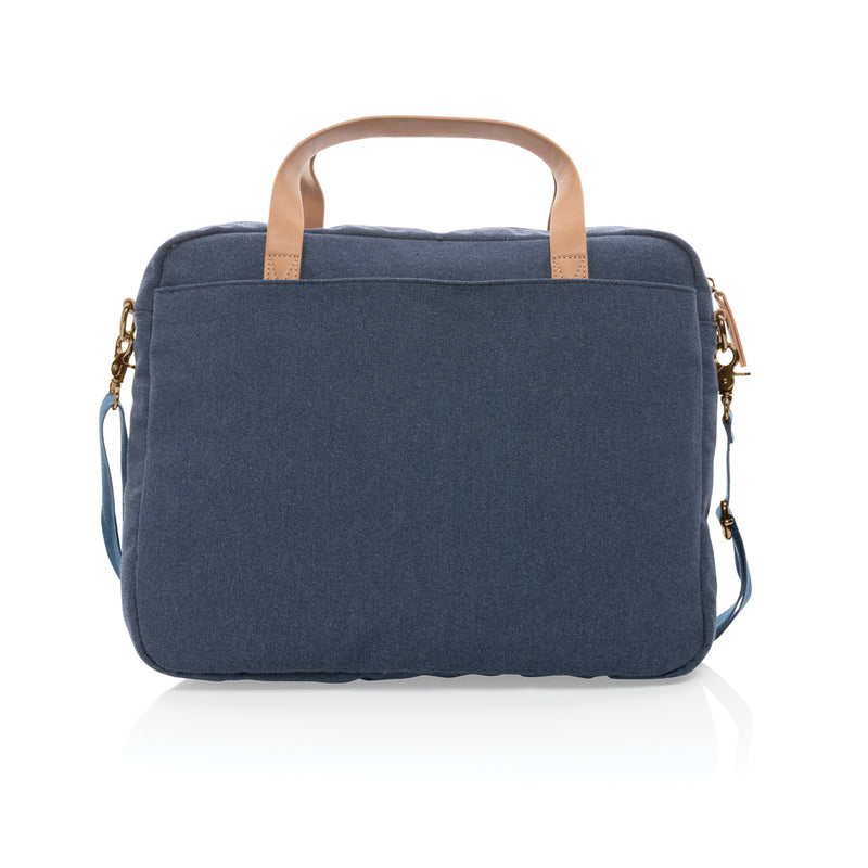 Load image into Gallery viewer, Recycled 16 oz. canvas laptop bag from XD Collection, stylish and eco-friendly with a sleek design and sturdy shoulder strap.