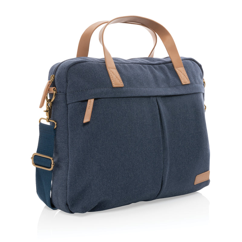 Load image into Gallery viewer, 16 oz recycled canvas laptop bag by XD Collection, stylish and eco-friendly with a spacious main compartment and adjustable strap.