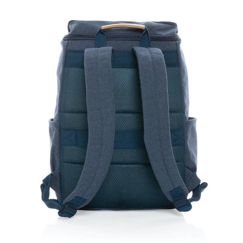 Load image into Gallery viewer, 16 oz recycled canvas laptop backpack from XD Collection with 15-inch storage, featuring durable design and eco-friendly materials.