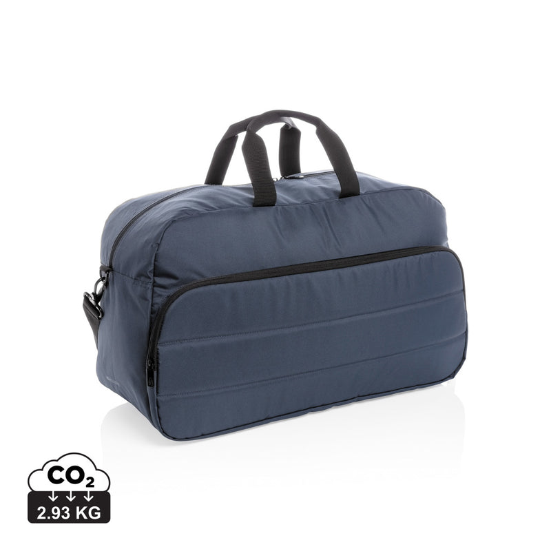 Load image into Gallery viewer, Blue Impact AWARE™ RPET weekend duffel bag by XD Xclusive with handles and zipper closure, designed for travel and weekend trips.
