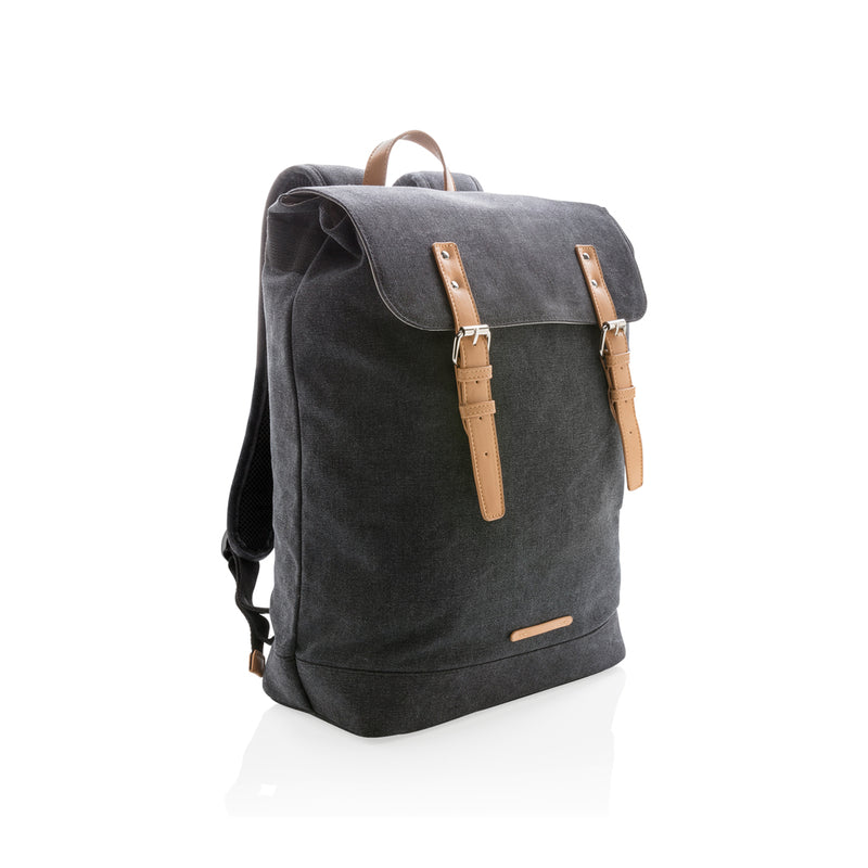 Load image into Gallery viewer, Canvas laptop backpack by XD Collection, PVC-free bag with multiple compartments and padded straps for comfortable carrying.