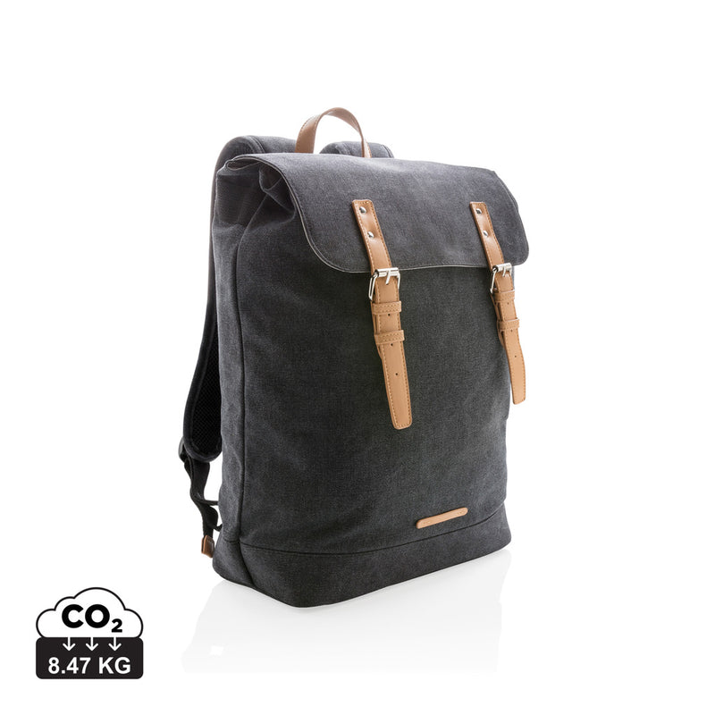 Load image into Gallery viewer, Canvas laptop backpack by XD Collection with PVC-free design, featuring multiple compartments and comfortable shoulder straps.