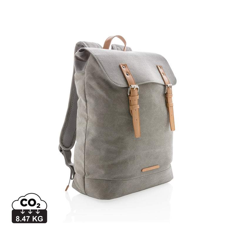 Load image into Gallery viewer, Pink canvas laptop backpack by XD Collection, PVC-free bag suitable for travel and daily use, with adjustable straps and spacious interior.