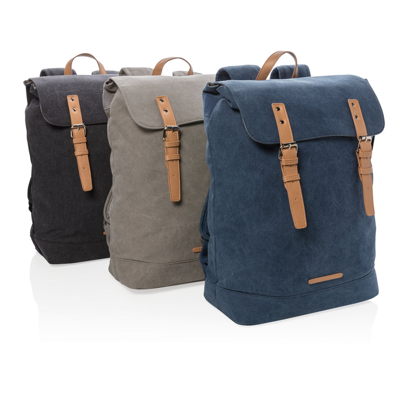 Load image into Gallery viewer, PVC-free canvas laptop backpack from XD Collection, stylish and durable bag with multiple compartments for travel and daily use.