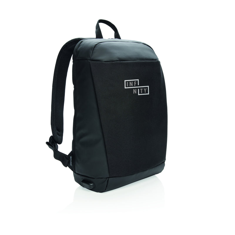 Load image into Gallery viewer, XD Xclusive Madrid anti-theft RFID USB laptop backpack with PVC-free material, showing multiple compartments and secure design features.