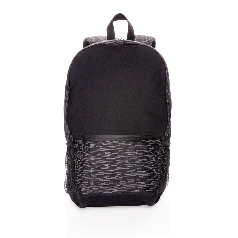Load image into Gallery viewer, XD Collection AWARE™ RPET reflective laptop backpack with adjustable straps and multiple compartments, designed for travel and daily use.