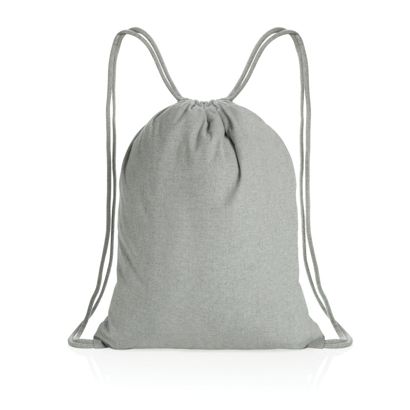 Load image into Gallery viewer, Recycled cotton drawstring backpack from XD Collection Impact AWARE™ in natural beige, lightweight and eco-friendly for travel and daily use.