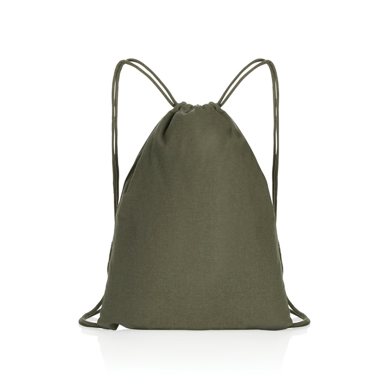 Load image into Gallery viewer, Recycled cotton Impact AWARE™ drawstring backpack by XD Collection, lightweight eco-friendly bag with adjustable drawstrings.