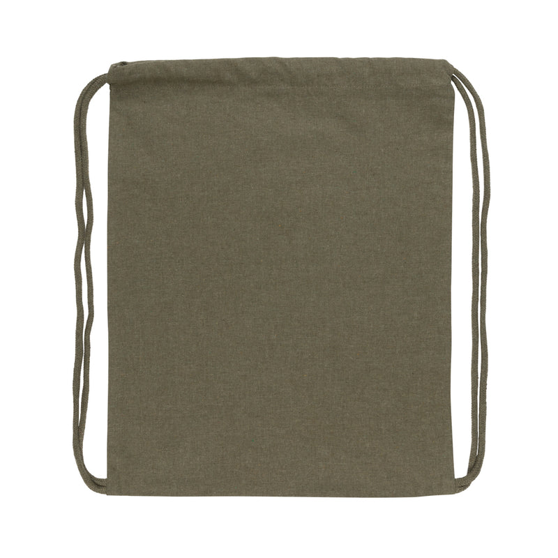 Load image into Gallery viewer, Recycled cotton drawstring backpack by XD Collection, Impact AWARE™ bag in eco-friendly design with black drawstrings.