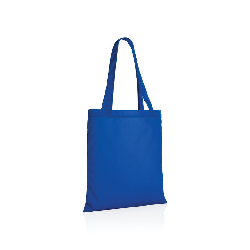 Load image into Gallery viewer, XD Collection RPET 190T tote bag in green with handles, durable eco-friendly bags for shopping and travel.