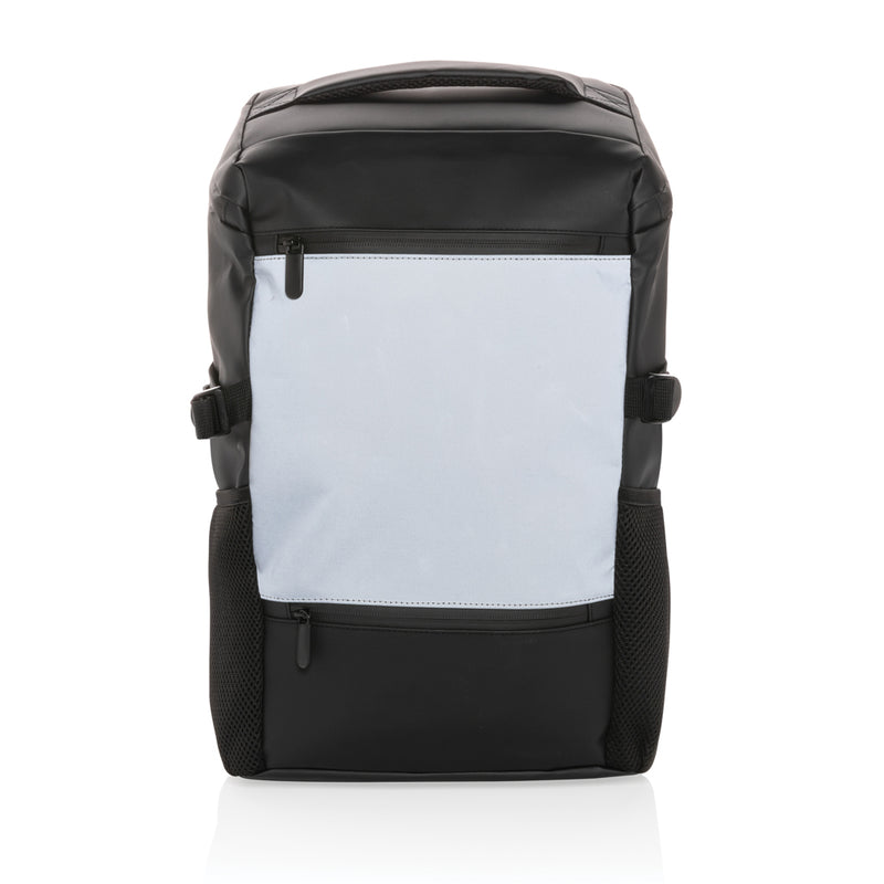 Load image into Gallery viewer, XD Collection PU high visibility laptop backpack with easy access compartment for 15.6-inch laptops, designed for travel and everyday use.