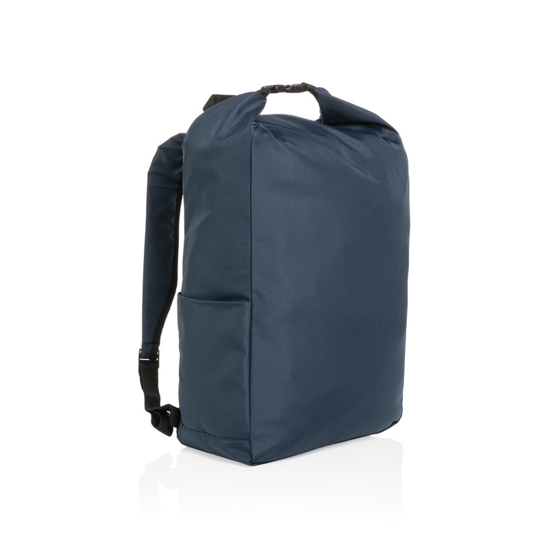 Load image into Gallery viewer, Lightweight Impact AWARE™ RPET rolltop backpack from XD Collection, showing the bag's durable design and adjustable straps.