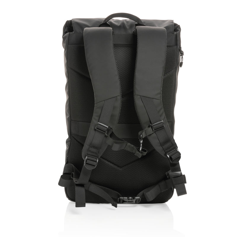 Load image into Gallery viewer, XD Collection Impact AWARE™ RPET water-resistant 15.6-inch laptop backpack with multiple compartments and padded shoulder straps.
