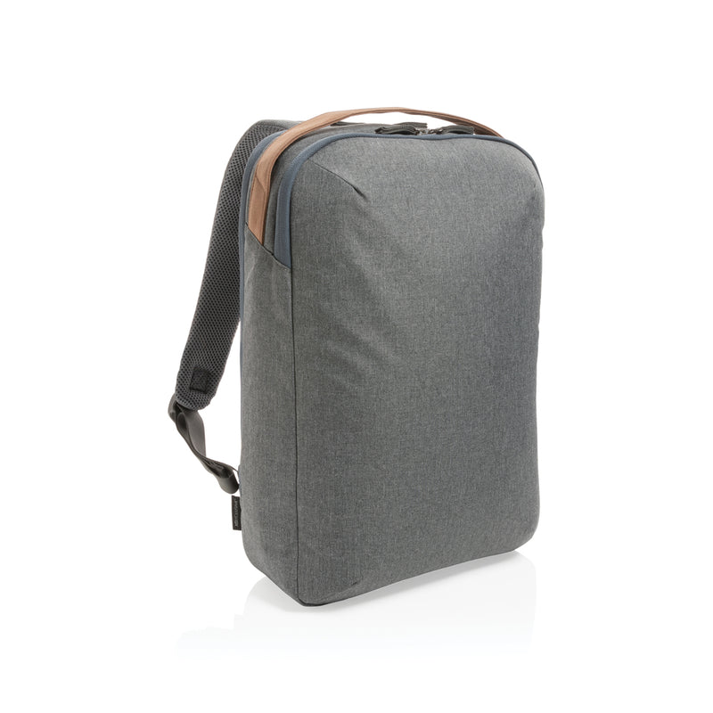 Load image into Gallery viewer, Impact AWARE™ 300D two-tone deluxe 15.6-inch laptop backpack by XD Xclusive with multiple compartments and adjustable straps.