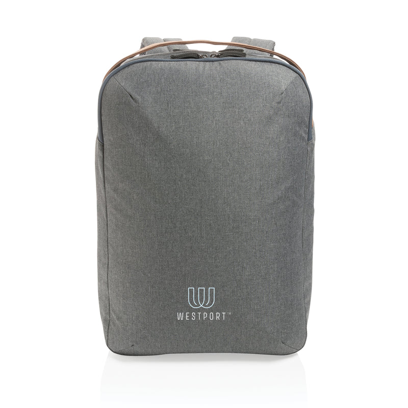 Load image into Gallery viewer, XD Xclusive Impact AWARE™ 300D two-tone deluxe 15.6-inch laptop backpack with multiple compartments and padded straps.