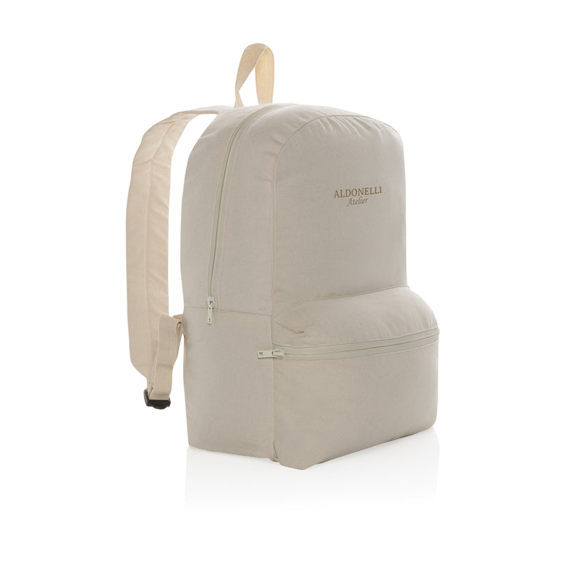 Load image into Gallery viewer, Undyed Impact Aware™ 285 gsm rcanvas backpack from XD Collection, showing its durable, natural fabric with adjustable straps and spacious interior.