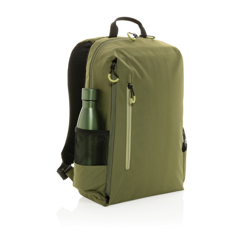 Load image into Gallery viewer, Impact AWARE™ Lima 15.6-inch RFID laptop backpack by XD Xclusive, showing its sleek black design with multiple compartments.