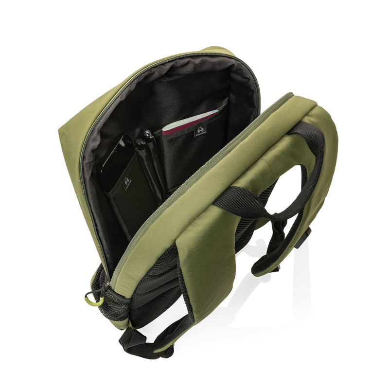 Load image into Gallery viewer, Impact AWARE™ Lima 15.6-inch RFID laptop backpack by XD Xclusive, featuring durable fabric and multiple compartments for travel.
