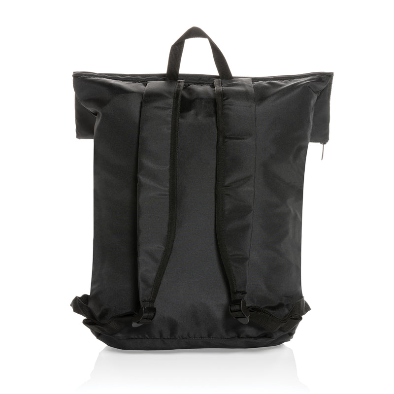 Load image into Gallery viewer, XD Collection Dillon AWARE™ RPET lightweight foldable backpack in vibrant blue, showing its compact, foldable design and adjustable straps.