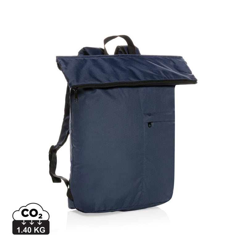 Load image into Gallery viewer, Lightweight XD Collection Dillon AWARE™ RPET foldable backpack in vibrant color, showing its compact, foldable design and durable material.
