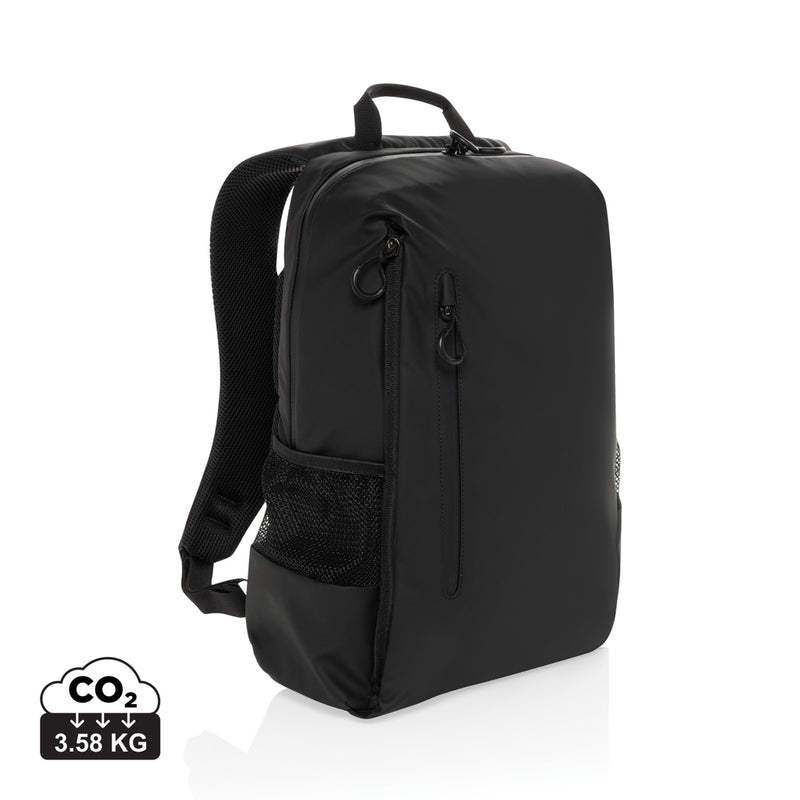 Load image into Gallery viewer, XD Xclusive Lima Aware RPET water-resistant laptop backpack with multiple compartments and padded straps for travel and work.